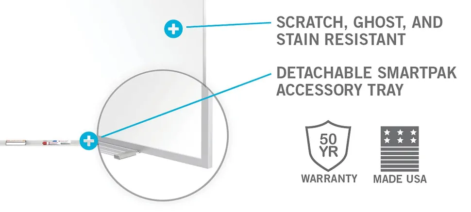 Ghent Magnetic Porcelain Dry-Erase Whiteboard, 48" x 144", Aluminum Frame With Silver Finish