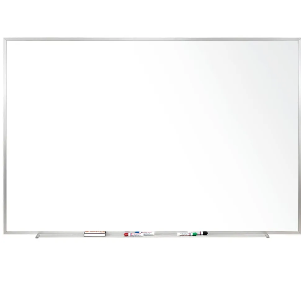 Ghent Magnetic Porcelain Dry-Erase Whiteboard, 48" x 60", Aluminum Frame With Silver Finish
