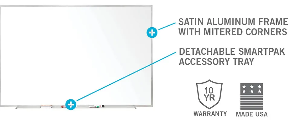 Ghent M2 Non-Magnetic Dry-Erase Whiteboard, 48" x 60", Satin Aluminum Frame