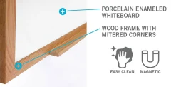 Ghent M1W Magnetic Dry-Erase Whiteboard, Porcelain, 48 1/2