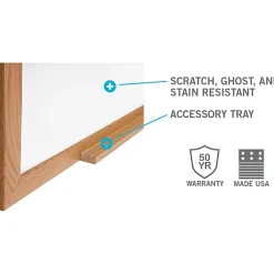 Ghent M1W Magnetic Dry-Erase Whiteboard, Porcelain, 48 1/2