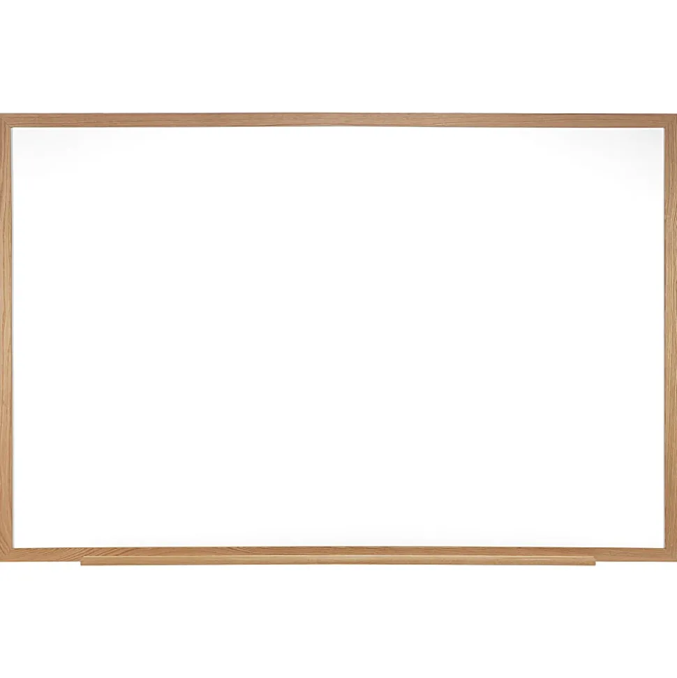 Ghent M1W Magnetic Dry-Erase Whiteboard, Porcelain, 48 1/2" x 60 1/2", Oak Wood Frame, Natural Finish