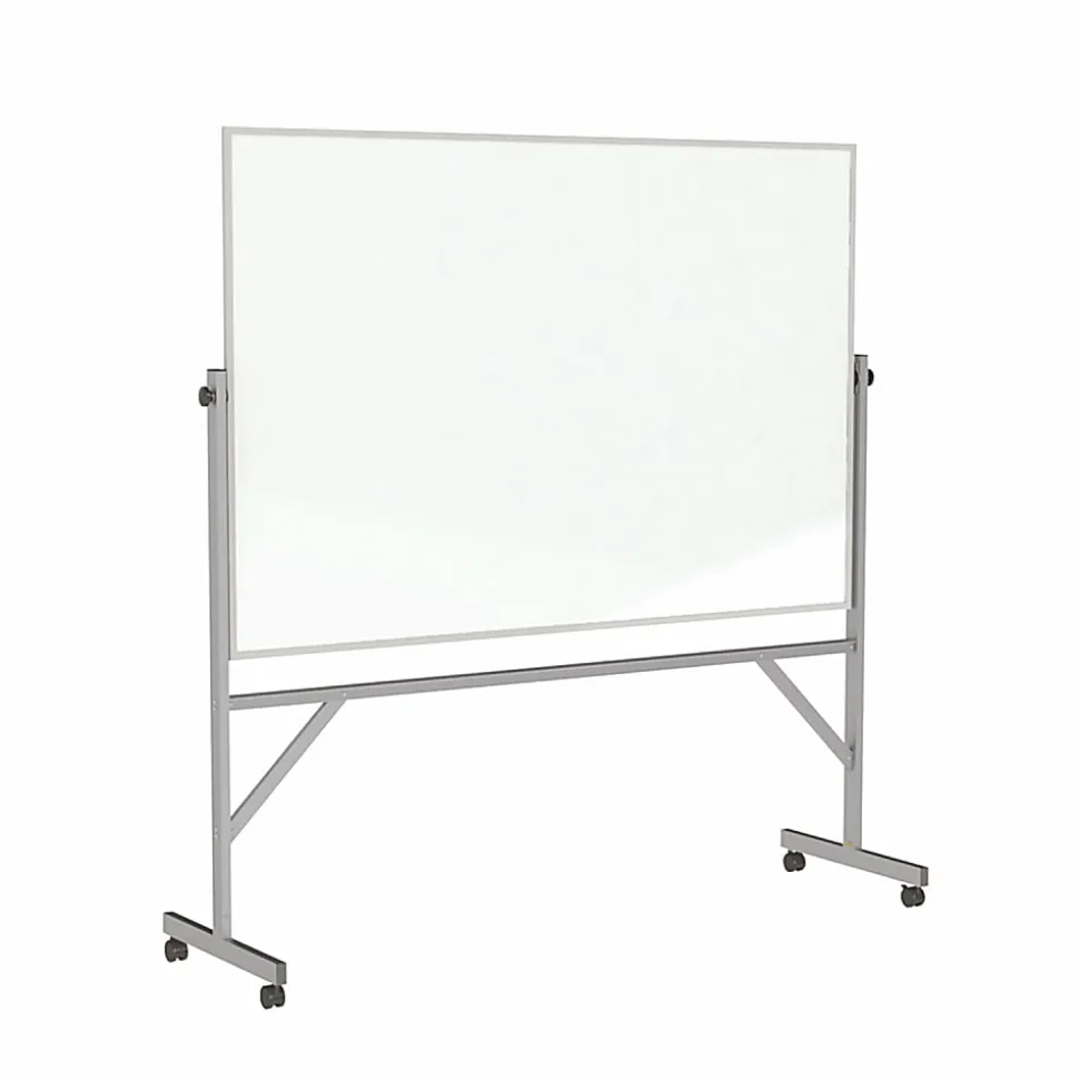 Ghent Reversible Magnetic Dry-Erase Whiteboard, 48" x 72", Aluminum Frame With Silver Finish