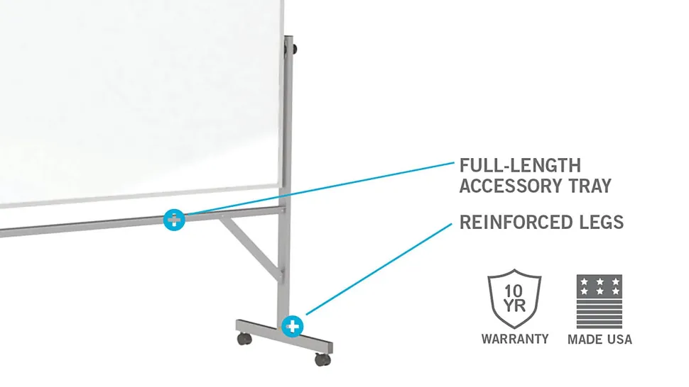 Ghent Reversible Magnetic Dry-Erase Whiteboard, 48" x 72", Aluminum Frame With Silver Finish