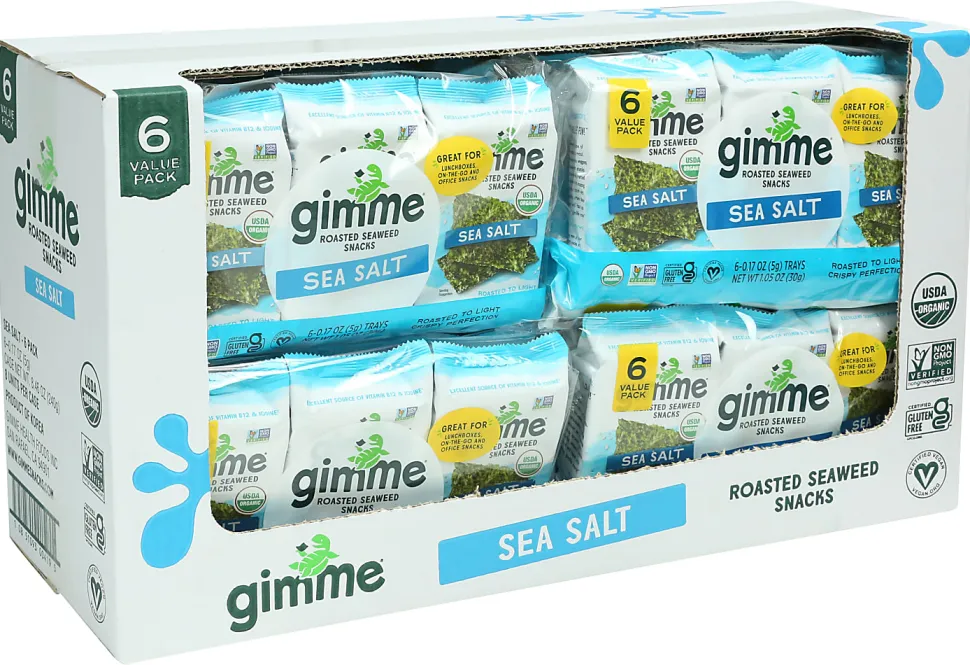 Gimme Roasted Organic Seaweed Snacks, Sea Salt, 0.17 Oz, Total Qty 48