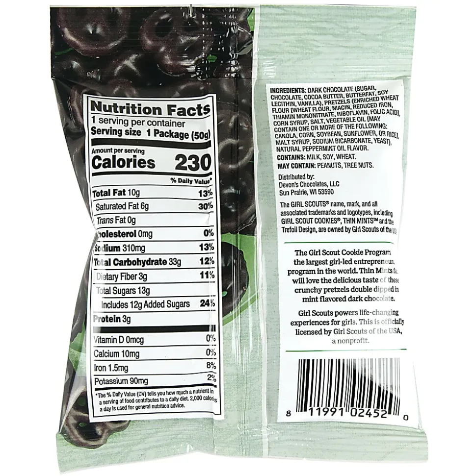 Girl Scouts Thin Mint Pretzel Minis, 1.75 Oz, Pack Of 24 Bags