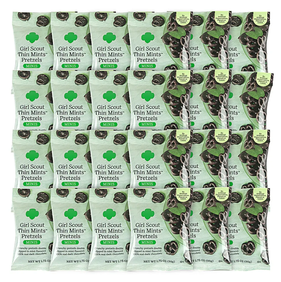 Girl Scouts Thin Mint Pretzel Minis, 1.75 Oz, Pack Of 24 Bags