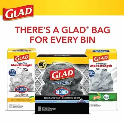 GladĀ® ForceFlexĀ® Drawstring Trash Bags, 1.05 mil, 30 Gallons, Black, Box Of 25