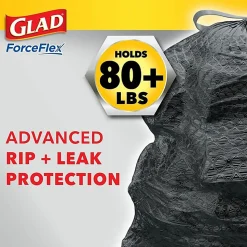Glad® ForceFlex® Drawstring Trash Bags, 1.05 mil, 30 Gallons, Black, Box Of 25