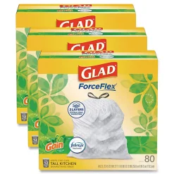 Glad ForceFlex Kitchen Drawstring Trash Bags, 13 gal, Gain Original Scent, 24