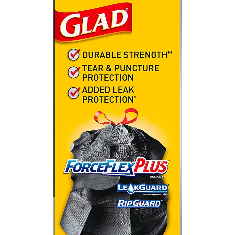Glad ForceFlexPlus Drawstring Large Trash Bags, Large Size, 30 gal, 0.90 mil (23 Micron) Thickness, 50 Count - 78997