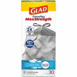 Glad ForceFlexPlus X-Large Kitchen Drawstring Bags, Fresh Clean with Febreze Freshness, Large Size, 180 Count - 78913CT