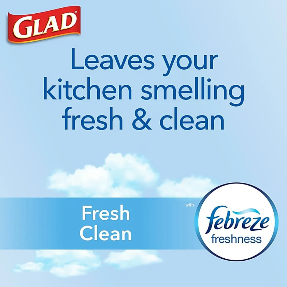 Glad ForceFlexPlus XL X, Large Kitchen Drawstring Trash Bags, Fresh Clean with Febreze Freshness, Large Size, 30 Count - CLO78913