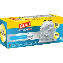 Glad ForceFlexPlus XL X, Large Kitchen Drawstring Trash Bags, Fresh Clean with Febreze Freshness, Large Size, 30 Count - CLO78913