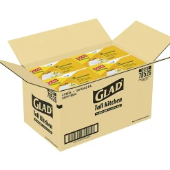 Glad ForceFlex Tall Kitchen Drawstring Trash Bags, 78526CT, 100-Pack