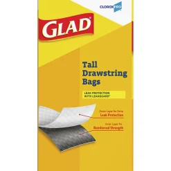 Glad ForceFlex Tall Kitchen Drawstring Trash Bags, 78526CT, 100-Pack