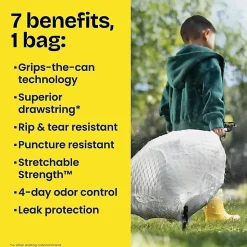 Glad® ForceFlex Tall Kitchen Drawstring Trash Bags With Febreze® Freshness, 13 Gallon, White, Total Qty 240