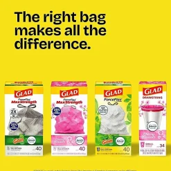 Glad® ForceFlex Tall Kitchen Drawstring Trash Bags With Febreze® Freshness, 13 Gallon, White, Total Qty 240