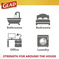 Glad® OdorShield® Quick-Tie® Small Trash Bags, 0.5 mil, Tie-Flap, 4 gal, Febreze Fresh Clean Scent, 8 x 18, White, 26 Bags/Box, 6 Boxes/Carton