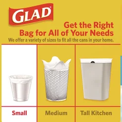 Glad® OdorShield® Quick-Tie® Small Trash Bags, 0.5 mil, Tie-Flap, 4 gal, Febreze Fresh Clean Scent, 8 x 18, White, 26 Bags/Box, 6 Boxes/Carton