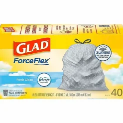 Glad® OdorShield® Tall Kitchen Trash Bags, 0.9 mil, 13 Gallons, Yellow, Box Of 40