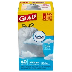 Glad® OdorShield® Tall Kitchen Trash Bags, 0.9 mil, 13 Gallons, Yellow, Box Of 40