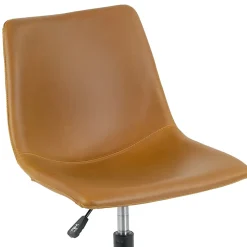 Glamour Home Adan Ergonomic Faux Leather Mid-Back Adjustable Height Swivel Office Task Chair, Brown