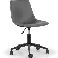 Glamour Home Adan Ergonomic Faux Leather Mid-Back Adjustable Height Swivel Office Task Chair, Gray