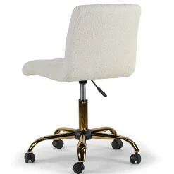 Glamour Home Aman Ergonomic Boucle Upholstered Mid-Back Adjustable Height Swivel Office Task Chair, Cream