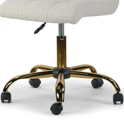 Glamour Home Aman Ergonomic Boucle Upholstered Mid-Back Adjustable Height Swivel Office Task Chair, Cream
