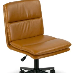 Glamour Home Avak Ergonomic Faux Leather Mid-Back Adjustable Task Chair, Brown