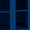 Glamour Home Avice 24"W 4-Shelf Metal Cabinet With Doors, Blue