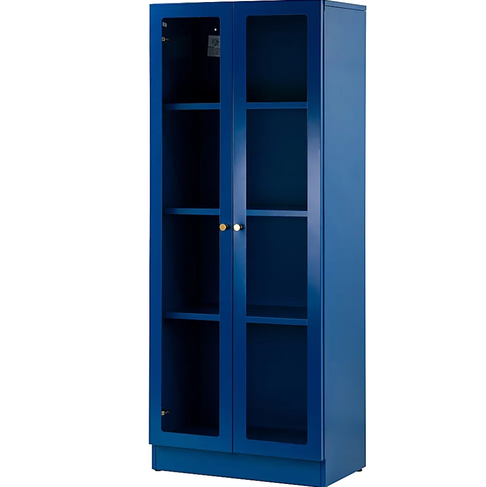 Glamour Home Avice 24"W 4-Shelf Metal Cabinet With Doors, Blue