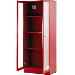 Glamour Home Avice 24"W 4-Shelf Metal Cabinet With Doors, Red