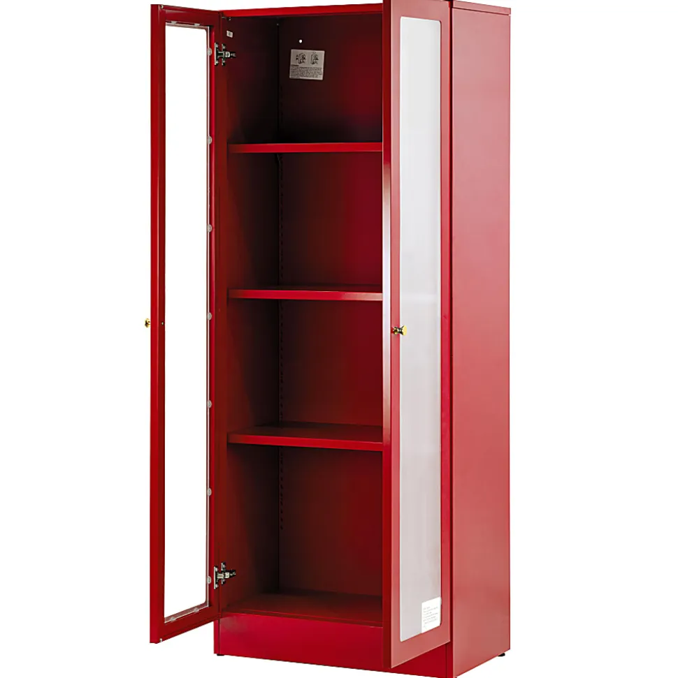 Glamour Home Avice 24"W 4-Shelf Metal Cabinet With Doors, Red