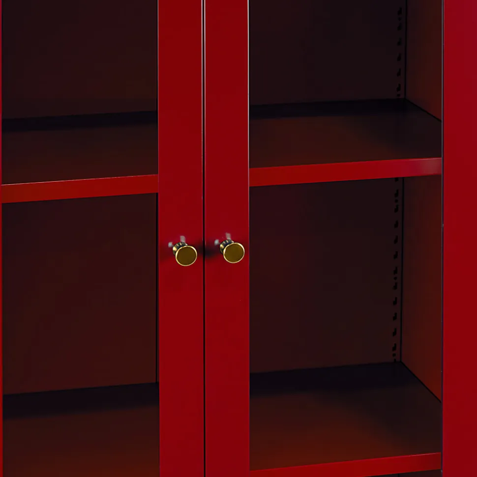 Glamour Home Avice 24"W 4-Shelf Metal Cabinet With Doors, Red