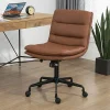 Glamour Home Ayuka Ergonomic Faux Leather Mid-Back Adjustable Height Swivel Task Chair, Brown/Black