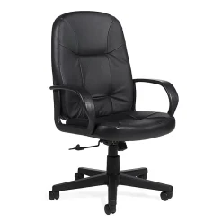 Global® Arno™ Bonded Leather High-Back Chair, Black