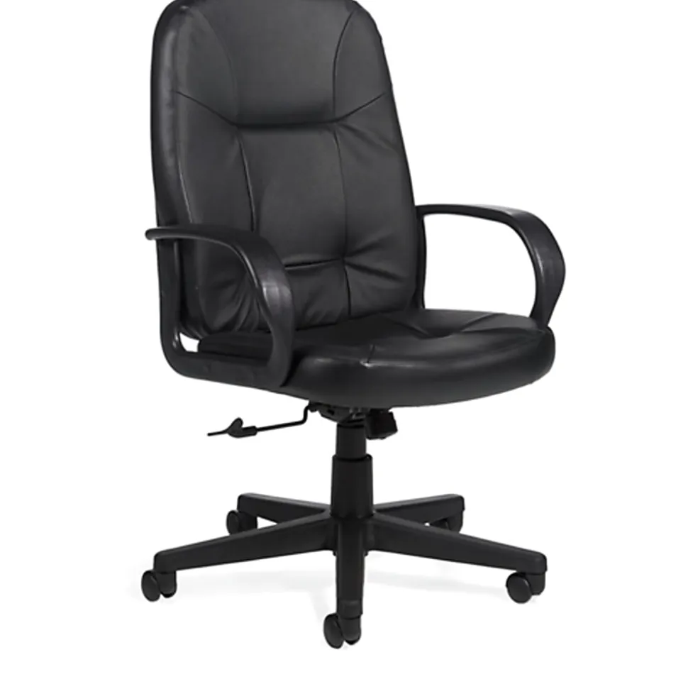 Global® Arno™ Bonded Leather High-Back Chair, Black