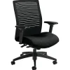 Global® Loover Mid-Back Weight-Sensing Synchro Chair, 39"H x 25 1/2"W x 24"D, Black Coal/Black