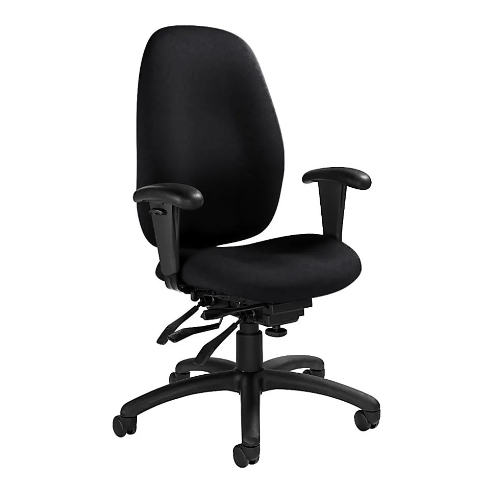 Global® Malaga Multi-Tilter Chair, High-Back, 41"H x 26"W x 25"D, Ebony/Black