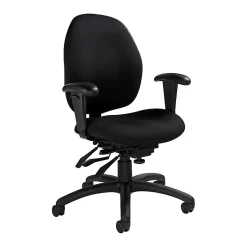 Global® Malaga Multi-Tilter Chair, Mid-Back, 37"H x 26"W x 24"D, Ebony/Black