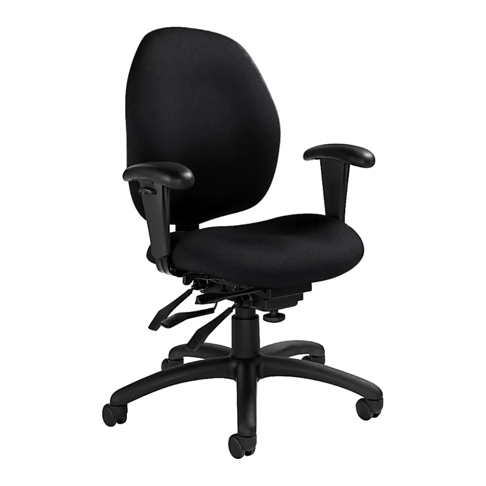 Global® Malaga Multi-Tilter Chair, Mid-Back, 37"H x 26"W x 24"D, Ebony/Black