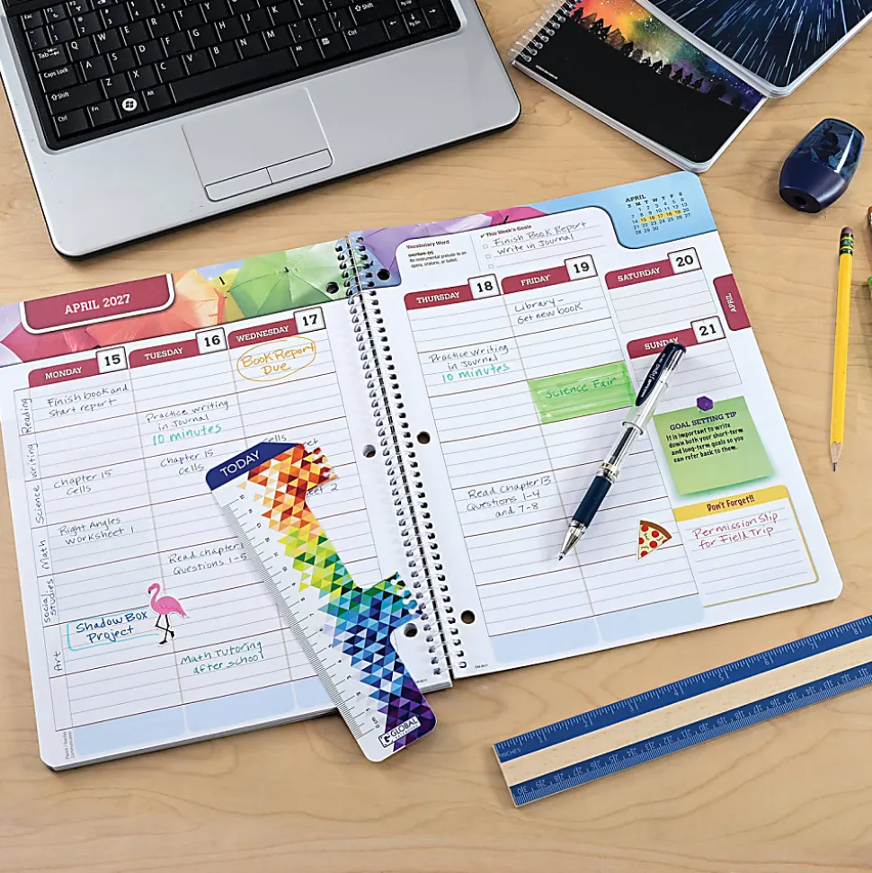 2026-2027 Global 11-Month Weekly/Monthly Academic Year Secondary Student-Matrix Planner, 8-1/2" x 11", Rainbow Silhouette, August To June, Total Qty 1