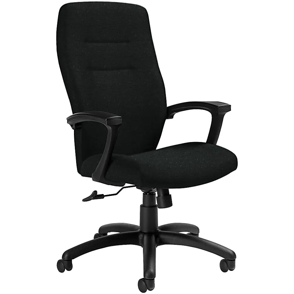 Global® Synopsis High-Back Chair, 43 1/2"H x 24 1/2"W x 26 1/2"D, Black Coal/Black