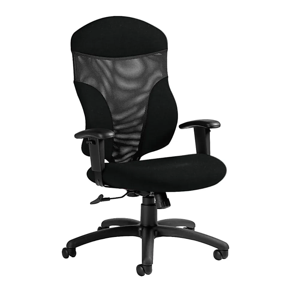 Global® Tye Mesh Tilter Chair, High-Back, 45 1/2"H x 25"W x 26"D, Black Coal/Black
