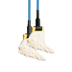 Globe Commercial Products Clamp Style Wet Mop Handle, 60", Blue