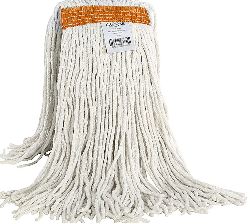 Globe Commercial Products Cotton Wet Mop Refill, 20 Oz, White