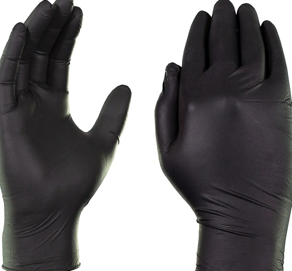 Gloveworks Nitrile Industrial Powder-Free Disposable Gloves, Extra Large, Black, Box Of 100 Gloves
