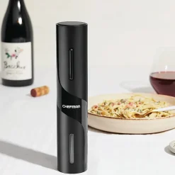 GNBI Chefman Electric Wine Opener With Pourer, Vacuum Stopper And Foil Cutter, Black